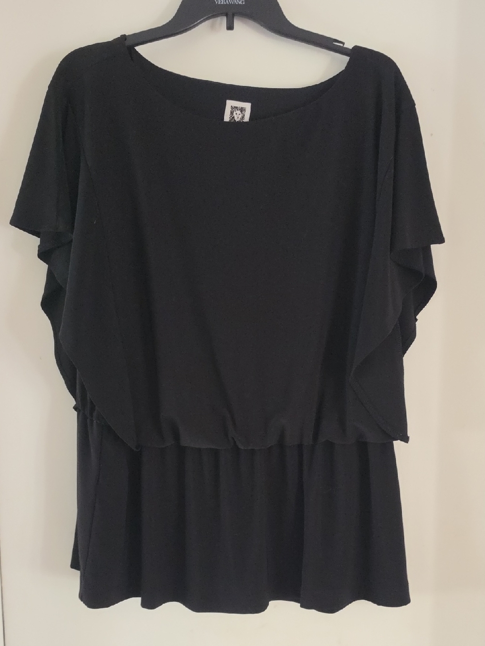 Anne Klein Black Knit Top with Subtle Scoop Neck